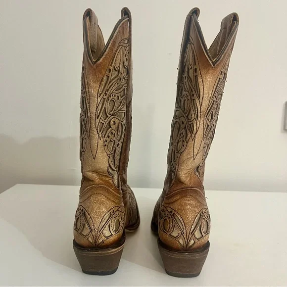 Corral Teens Leather Western Boots Size 2 - Picture 8 of 13